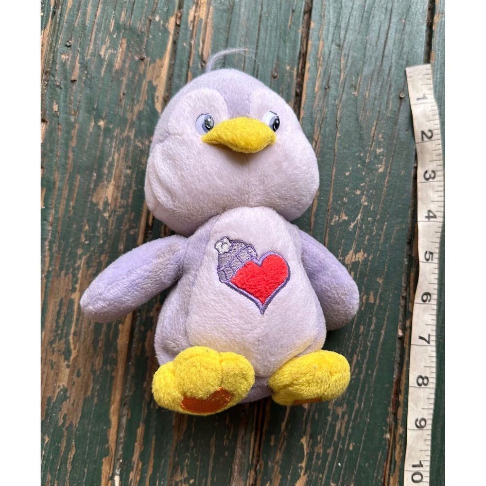 Care Bears Cozy Heart Penguin Plush 2003 Play Along Lavender Purple 7 inch A3436